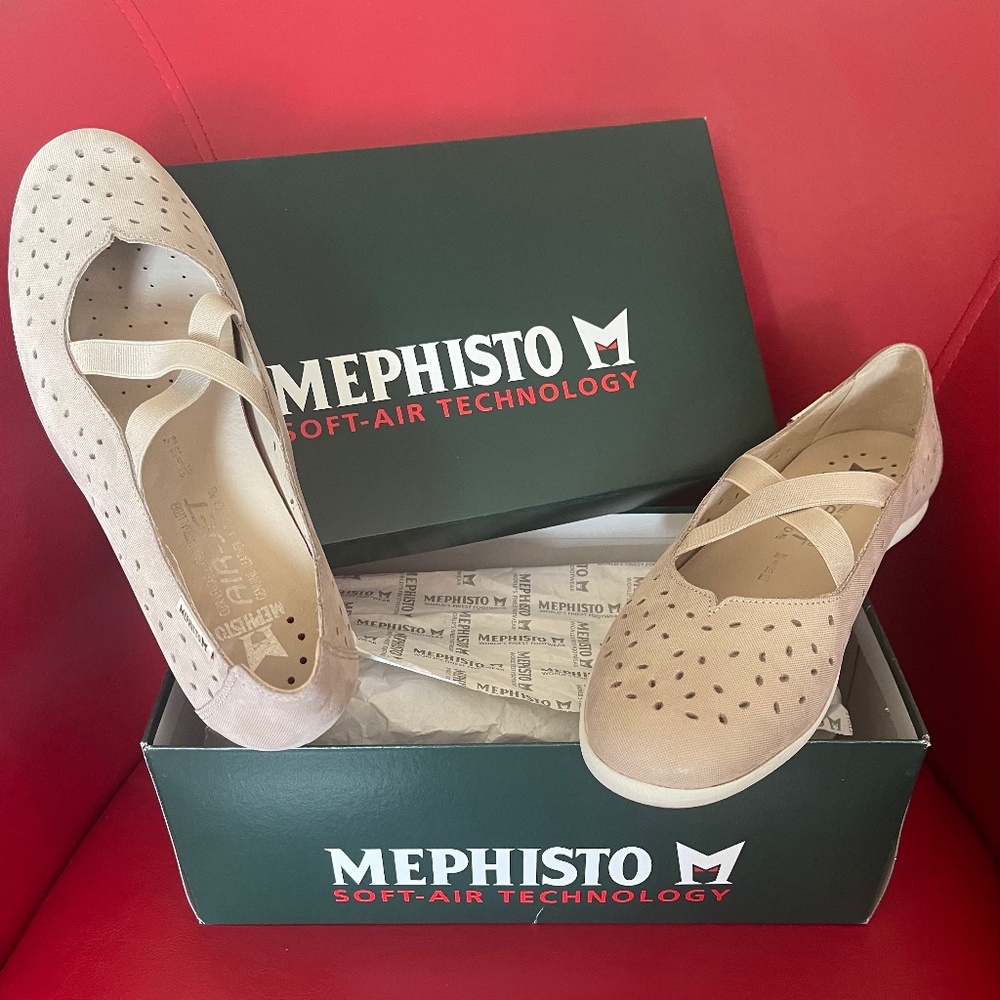 Mephisto Karla Perf Ballet Flat Nubuc Walking Shoe with Soft-Air Technology